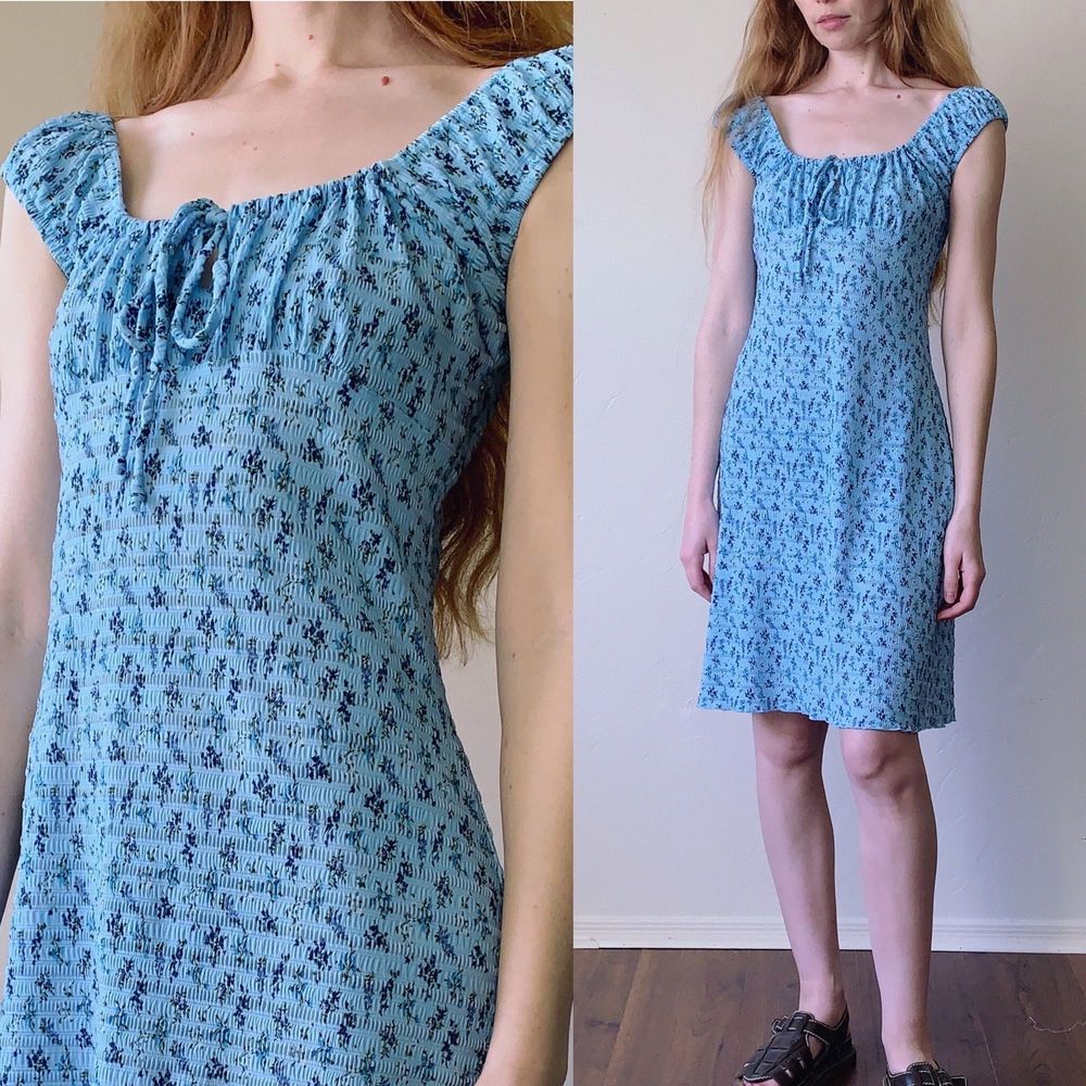 vintage y2k floral print peasant dress small medium